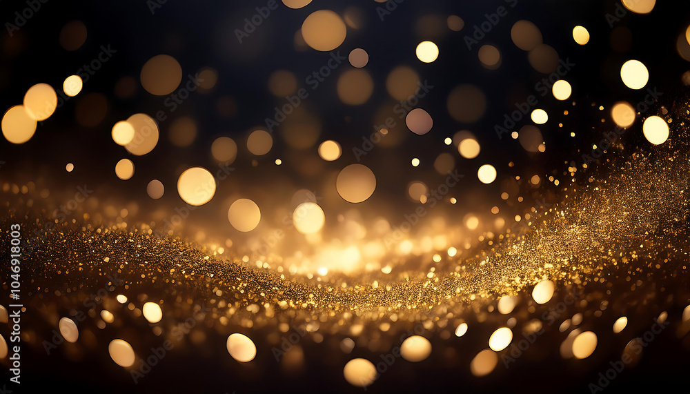 Aufkleber Abstract festive textures with golden bokeh particles on a dark background have a beautiful_1(129)
