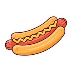 Hotdog icon in flat style. Hot dog fastfood vector illustration on isolated background. Bun with sausage sign business concept.
