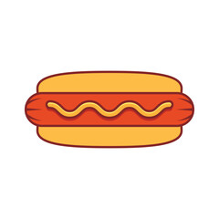 Hotdog icon in flat style. Hot dog fastfood vector illustration on isolated background. Bun with sausage sign business concept.