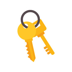 Key icon in flat style. Security vector illustration on isolated background. Door protection sign business concept.