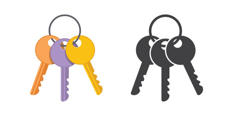 Key icon in flat style. Security vector illustration on isolated background. Door protection sign business concept.