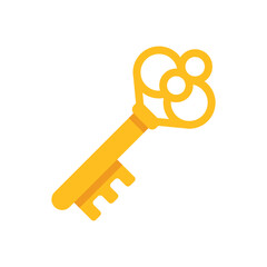 Key icon in flat style. Security vector illustration on isolated background. Door protection sign business concept.