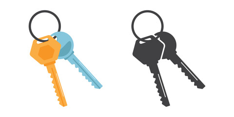 Key icon in flat style. Security vector illustration on isolated background. Door protection sign business concept.