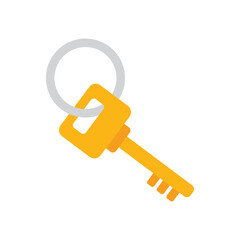 Key icon in flat style. Security vector illustration on isolated background. Door protection sign business concept.