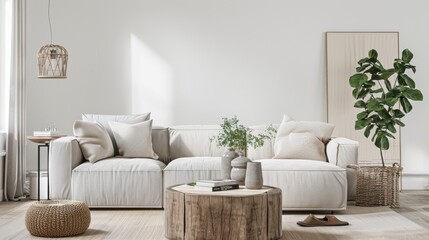 A contemporary urban oasis living room design featuring a white canvas backdrop, Styled with minimalist urban oasis furniture arrangements, Contemporary urban oasis minimalist style