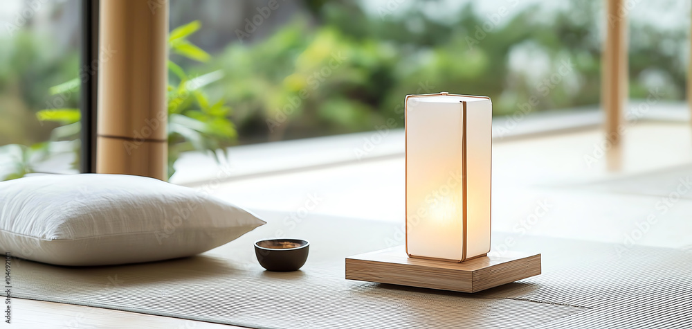 Poster exploring the serenity of japanese culture illuminating spaces with traditional paper lanterns frame
