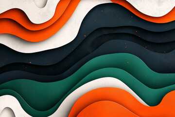 Dynamic waves of orange, green, and white create an artistic composition inspired by vibrant design. Generative AI