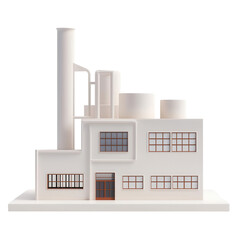 Obraz premium Modern industrial factory building, on transparent background.