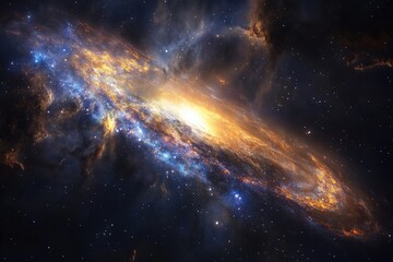 Fototapeta premium Andromeda Galaxy. Celestial Beauty in the Universe: Interstellar Astronomy and Nebula in Night Sky