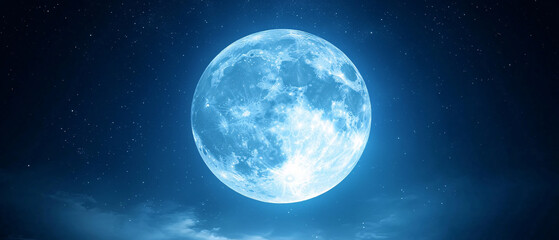 Fototapeta premium Full Moon in the Night Sky with Stars