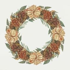 Fototapeta premium Illustration of a flower wreath