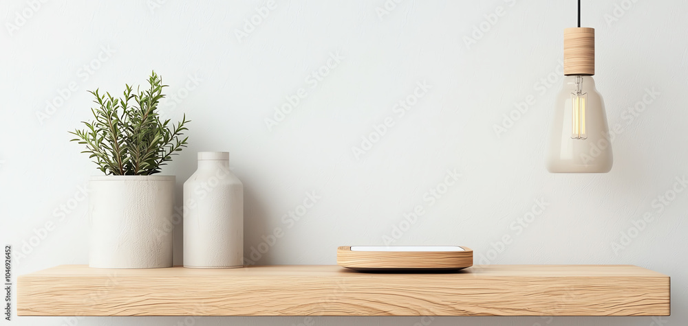 Poster sleek minimalist bedside lamp with wireless charging a perfect blend of functionality and modern aes