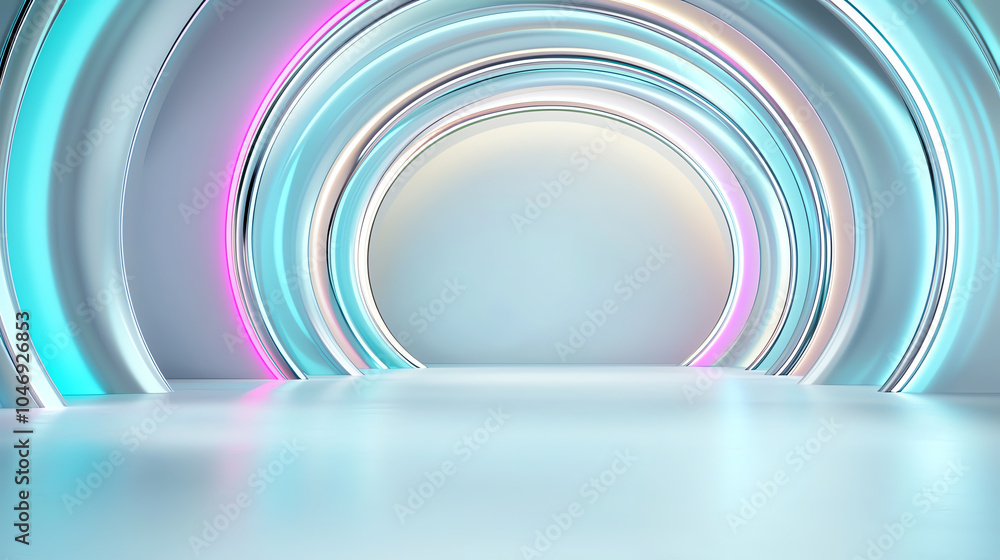 Poster sleek and elegant minimalist led ring chandelier illuminating a futuristic space with soft hues and 