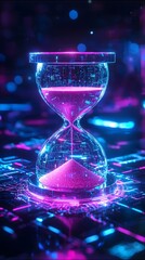 Futuristic Glowing Hourglass Icon Symbolizing Time in Sci Fi Setting