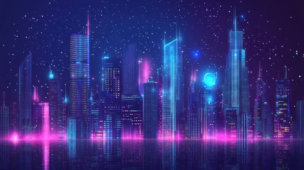 Fototapeta premium Future City Abstract Digital Architecture Tall Tower Concept, AI generated image