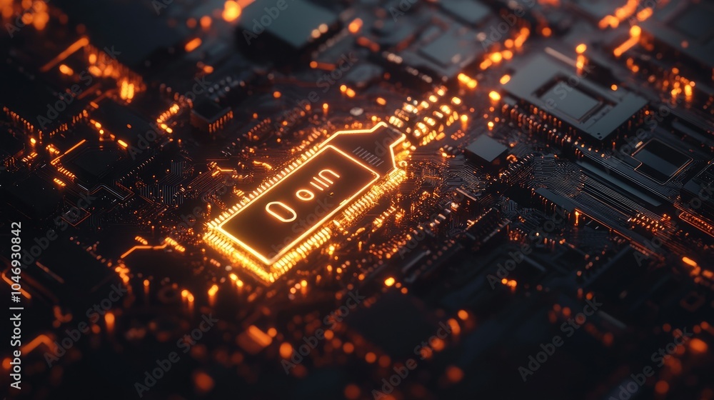 Poster a shining digital key surrounded by glowing circuitry, representing the concept of online security.