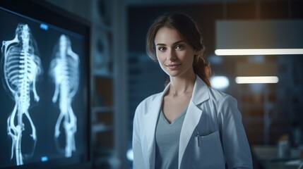 Fototapeta premium Female doctor reading x-ray results
