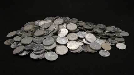 Stack of Indonesian coins isolated
