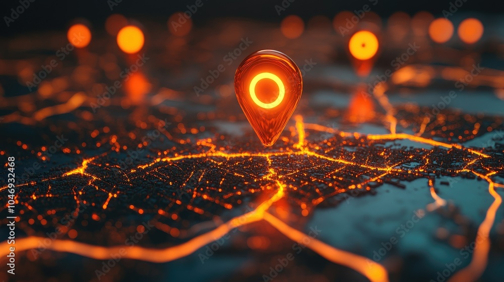 Poster glowing location pins on a digital world map, symbolizing key destinations in global travel planning