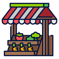 Obraz premium Market Icon Filled Line,Places icon pack,minimalist vector illustration ,simple transparent graphic element .Isolated on white background