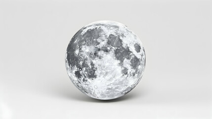 A close-up shot of the moon on a white background.