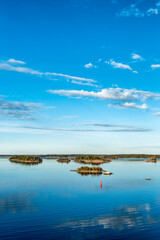 Panoramic view of the islands in the archipelago of Stockholm. Sweden. Water landscape
