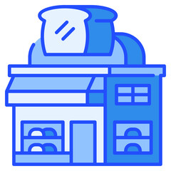 Bread store Icon Blue,Places icon pack,minimalist vector illustration ,simple transparent graphic element .Isolated on white background