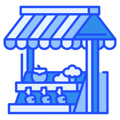 Naklejka premium Market Icon Blue,Places icon pack,minimalist vector illustration ,simple transparent graphic element .Isolated on white background