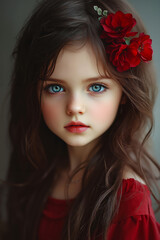 Naklejka premium A young girl with a flower in her hair