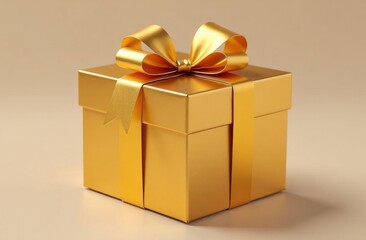 Obraz premium golden gift box with a golden bow