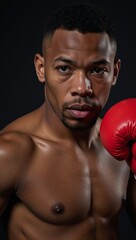 Portrait of African American Boxer with detailed facial features close-up