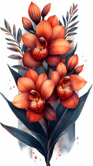 Obraz premium A delicate close-up of a blooming cattleya orchid in a spring garden, showcasing the beauty of nature with its bright petals .