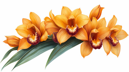 Obraz premium A delicate close-up of a blooming cattleya orchid in a spring garden, showcasing the beauty of nature with its bright petals .