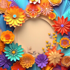 Obraz premium Flower frame background with colorful flower and copy space