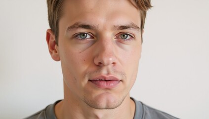 Fototapeta premium Close-up portrait of a flamboyant blonde man with plump lips