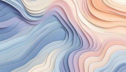 Obraz premium 3d wavy pastel pattern background with soft flowing curves and abstract design