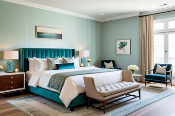 Contemporary hotel room with luxury decor, Duluxe double room.