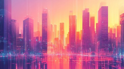 Future City Abstract Digital Architecture Tall Tower Concept, AI generated image