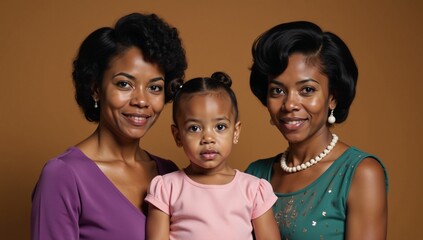 Obraz premium African American women gather in retro-style family portrait setting