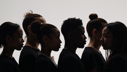 A silhouette portrait features diverse Black faces in profile honoring Black History Month