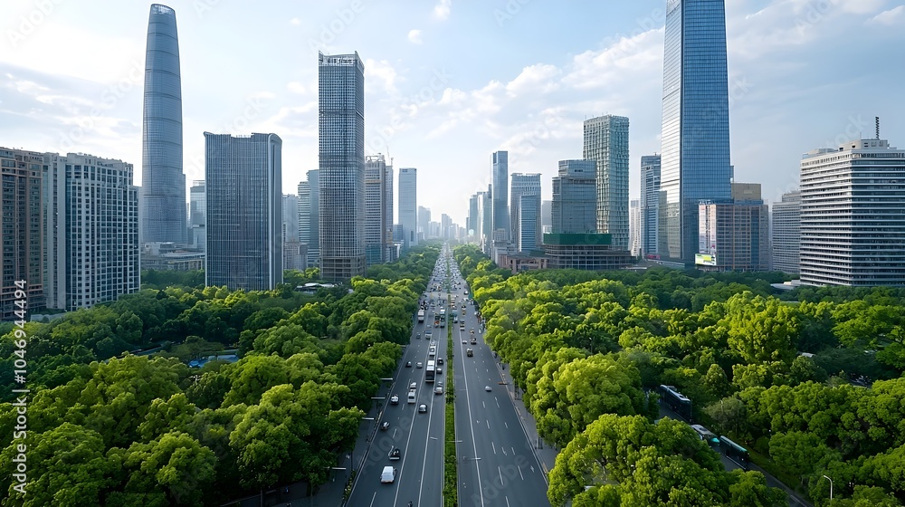 Poster a vibrant green cityscape driven by renewable energy sources featuring digital security interfaces t