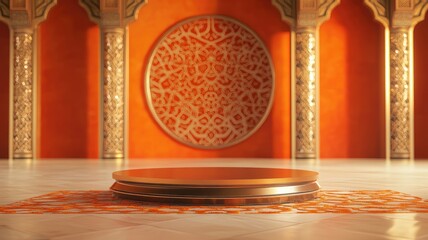 Golden Pedestal with Ornate Archways in a Luxurious Room