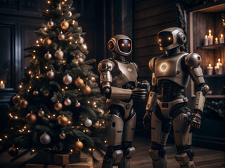 Naklejka premium Artificial intelligence celebrate christmas