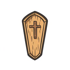 Obraz premium Wooden Coffin Icon with Cross
