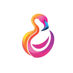 Abstract Flamingo Logo Design Template Vector Illustration