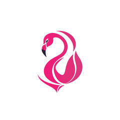 Abstract Flamingo Logo Design Template Vector Illustration