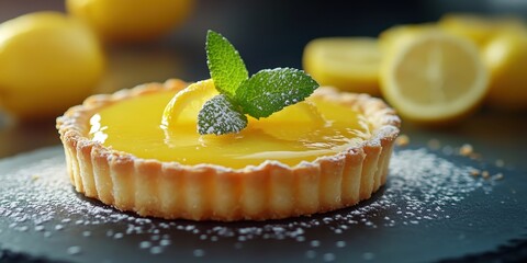 a tare tart with lemon and mint