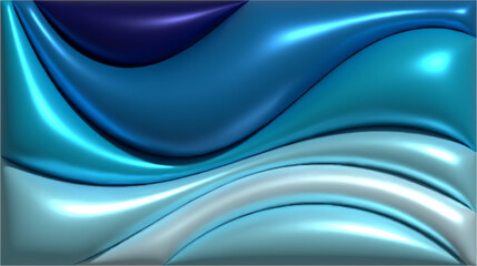Dynamic 3D abstract wavy modern background, inflated balloon like forms in blue colors, fluid shapes create a sense of motion and depth