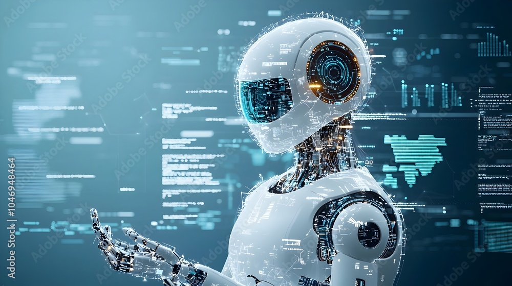 Leinwandbilder ai powered robot silhouette infused with forex trading data and financial graphs symbolizing the of 