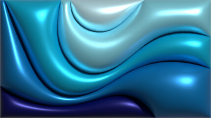 Dynamic 3D abstract wavy modern background, inflated balloon like forms in blue colors, fluid shapes create a sense of motion and depth